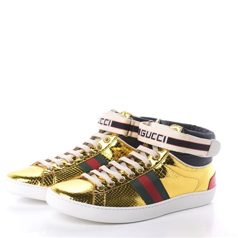 gucci high-top sneakers snake|gucci ace metallic snakeskin sneakers.